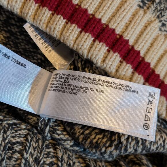 Roots Cotton Knit Sweater Mens XS Black Red Canada Cabin Collection Pullover - Picture 9 of 9